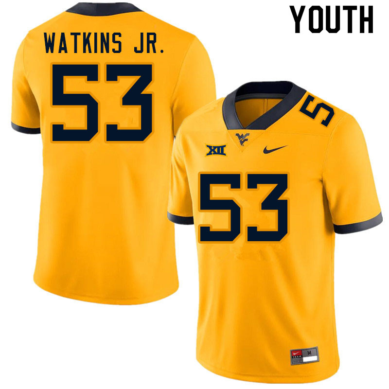 NCAA Youth Eddie Watkins Jr. West Virginia Mountaineers Gold #53 Nike Stitched Football College Authentic Jersey BP23S42MF